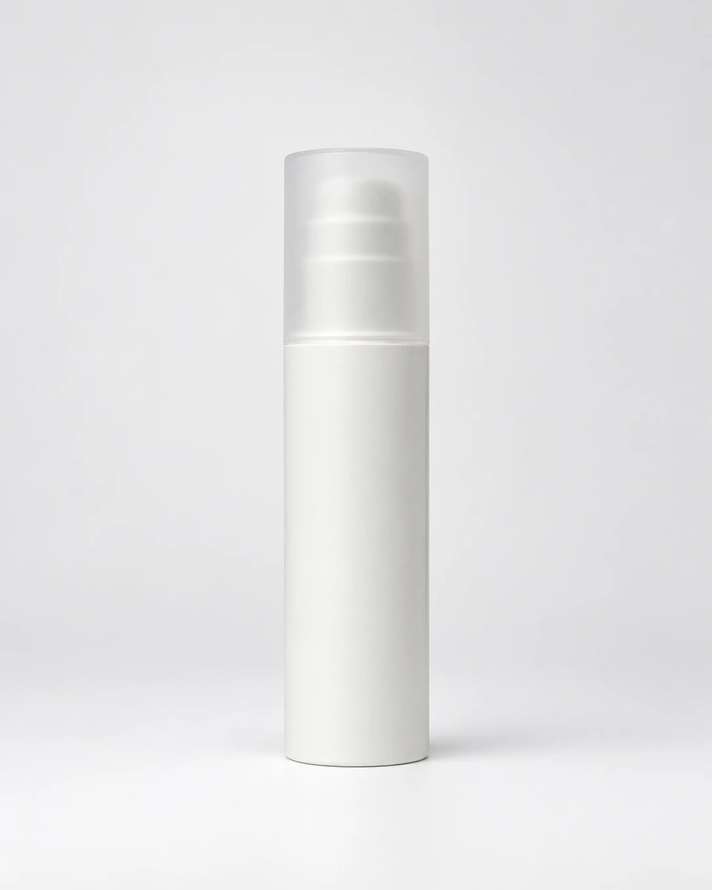 Envase airless, Blanco, Airless con tapa transparente mate