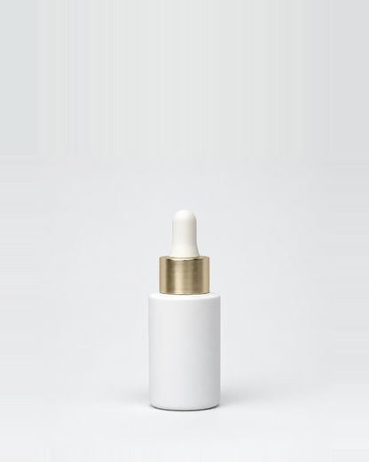 Embalagem com conta-gotas, Branco, Conta-gotas branco com anel dourado