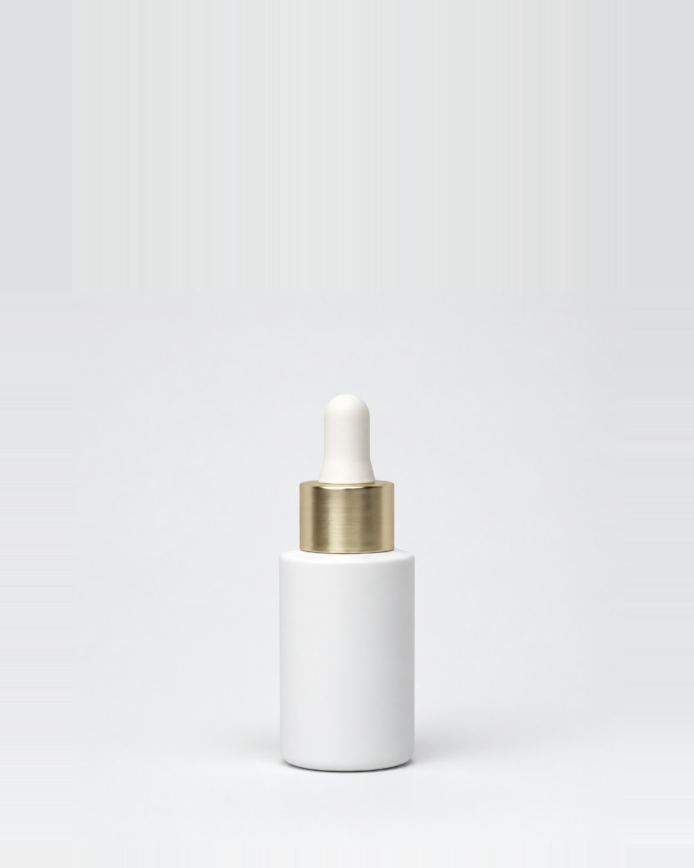 Envase cuentagotas, Blanco, Cuentagotas blanco con collar dorado