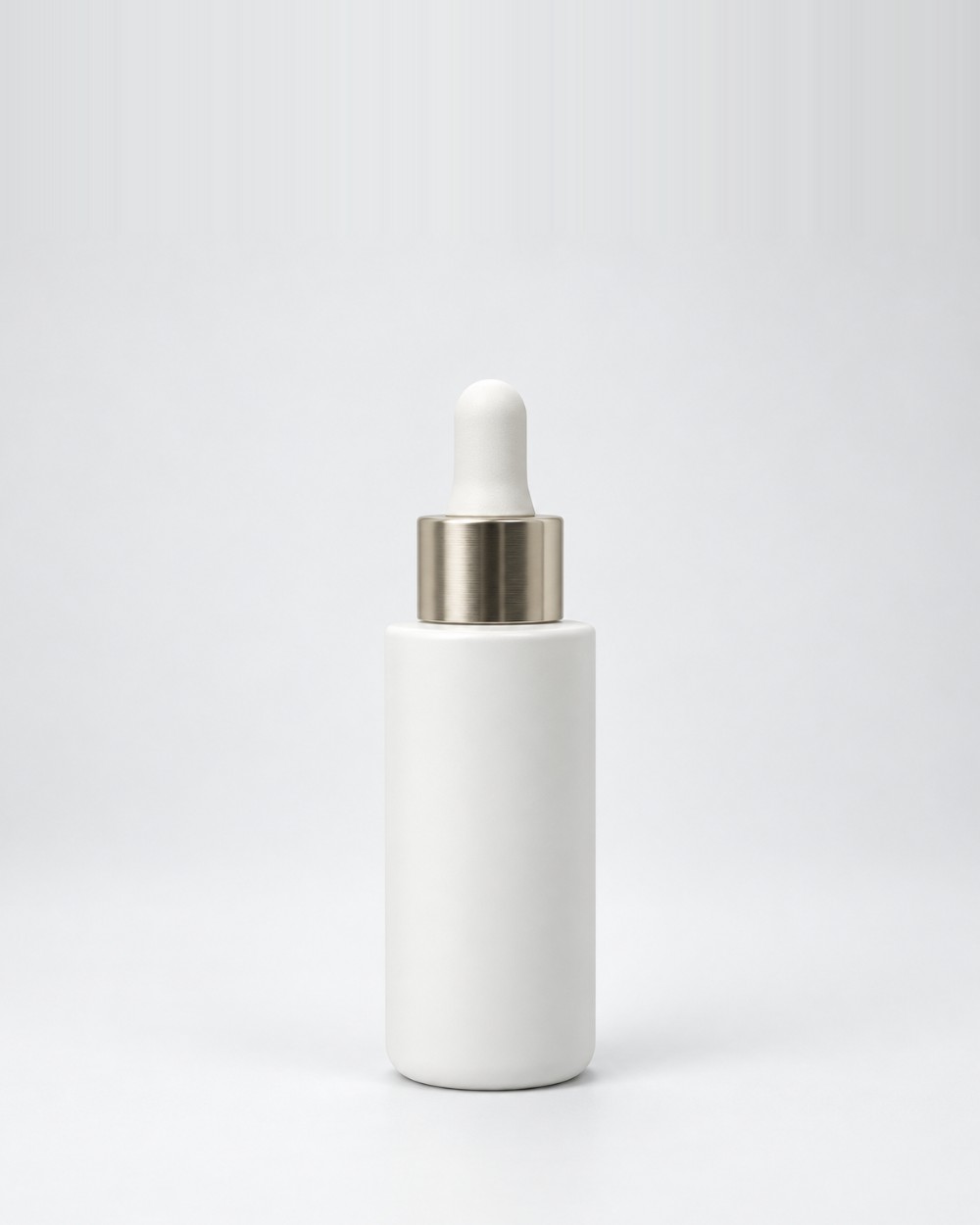 Envase cuentagotas, Blanco, Cuentagotas blanco con collar plata