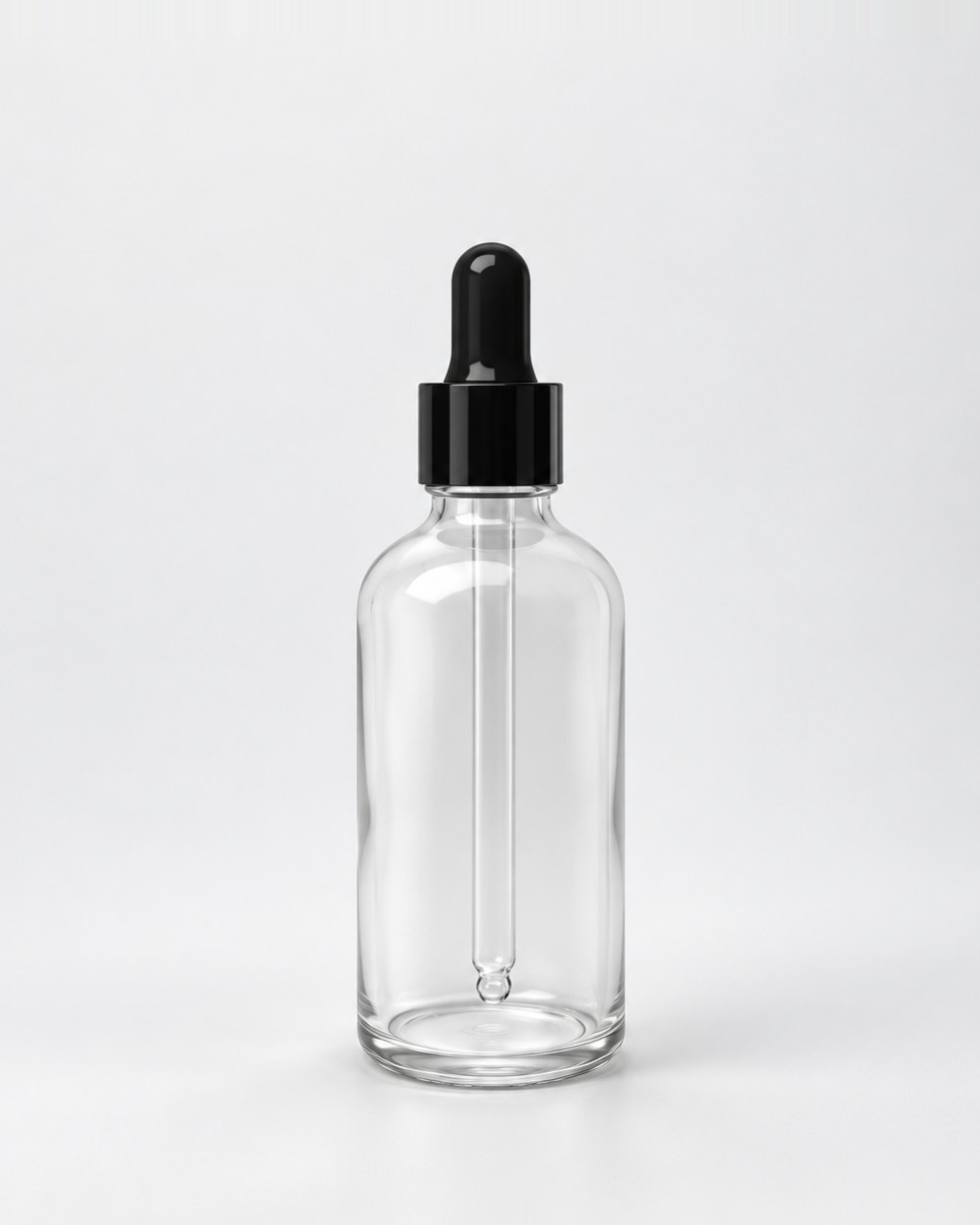 Frasco de cristal cuentagotas, Transparente, Cuentagotas negro