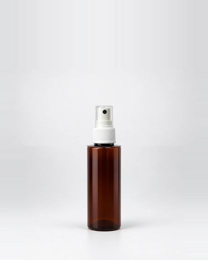 Embalagem com pulverizador, Âmbar, Pulverizador branco com sobretampa