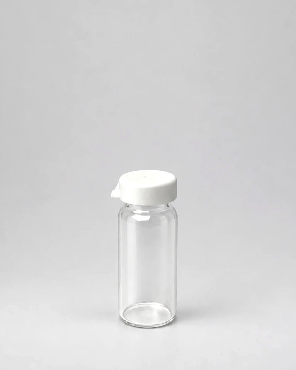 Vial de cristal para proteínas, Transparente, Tapa flip blanca